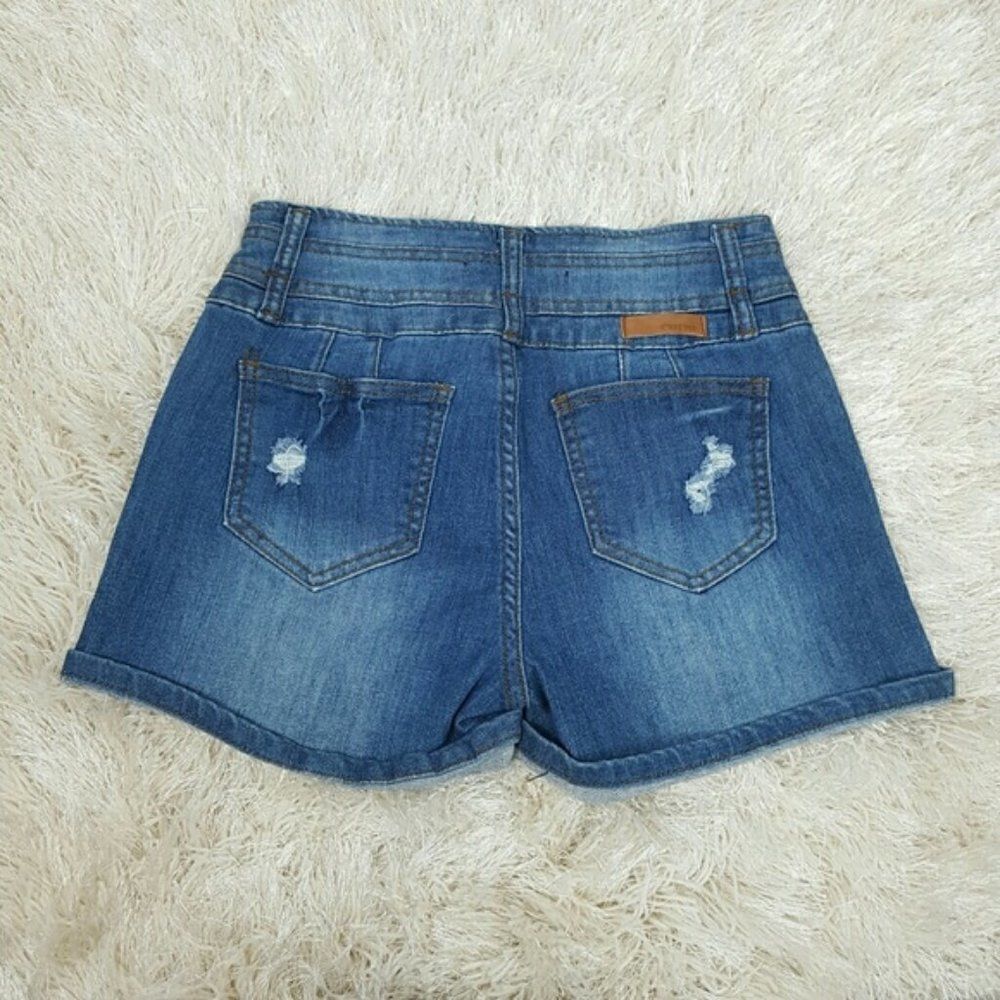Women's High Waist Jean short shorts distressed - Picture 4 of 5